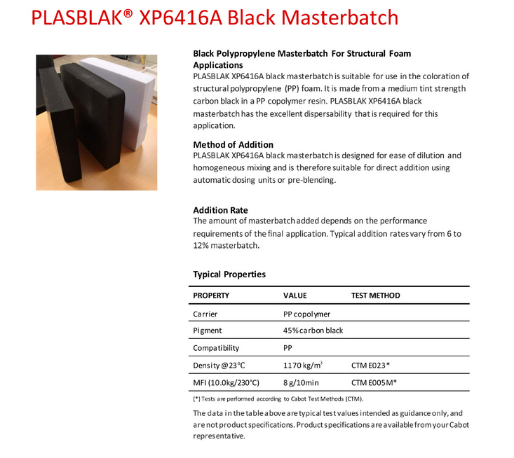 美国卡博特黑母粒PLASBLAK XP6416A  适合做PE气泡膜